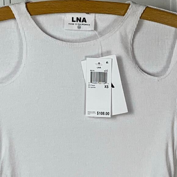 LNA White Ribbed Knit Cut Out Long Sleeve Top XS NWT Minimalist Slim Fit - Picture 5 of 7